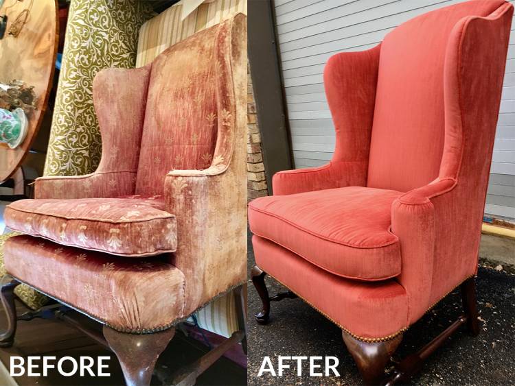 Before and after image of sofa