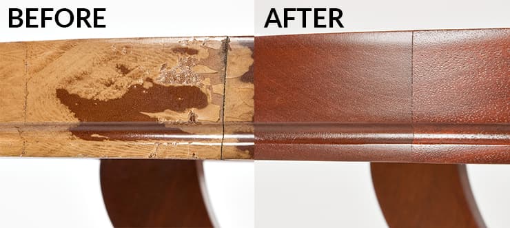 Before and after of a table color